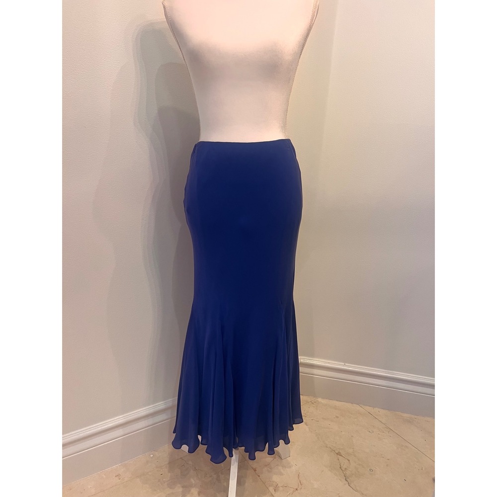 Laura Lauren, blue silk mermaid skirt size medium